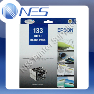 Epson Genuine #133 BLACK *TRIPLE PACK*for WF-525/WF-435/WF-325/WF-320/NX230/NX125